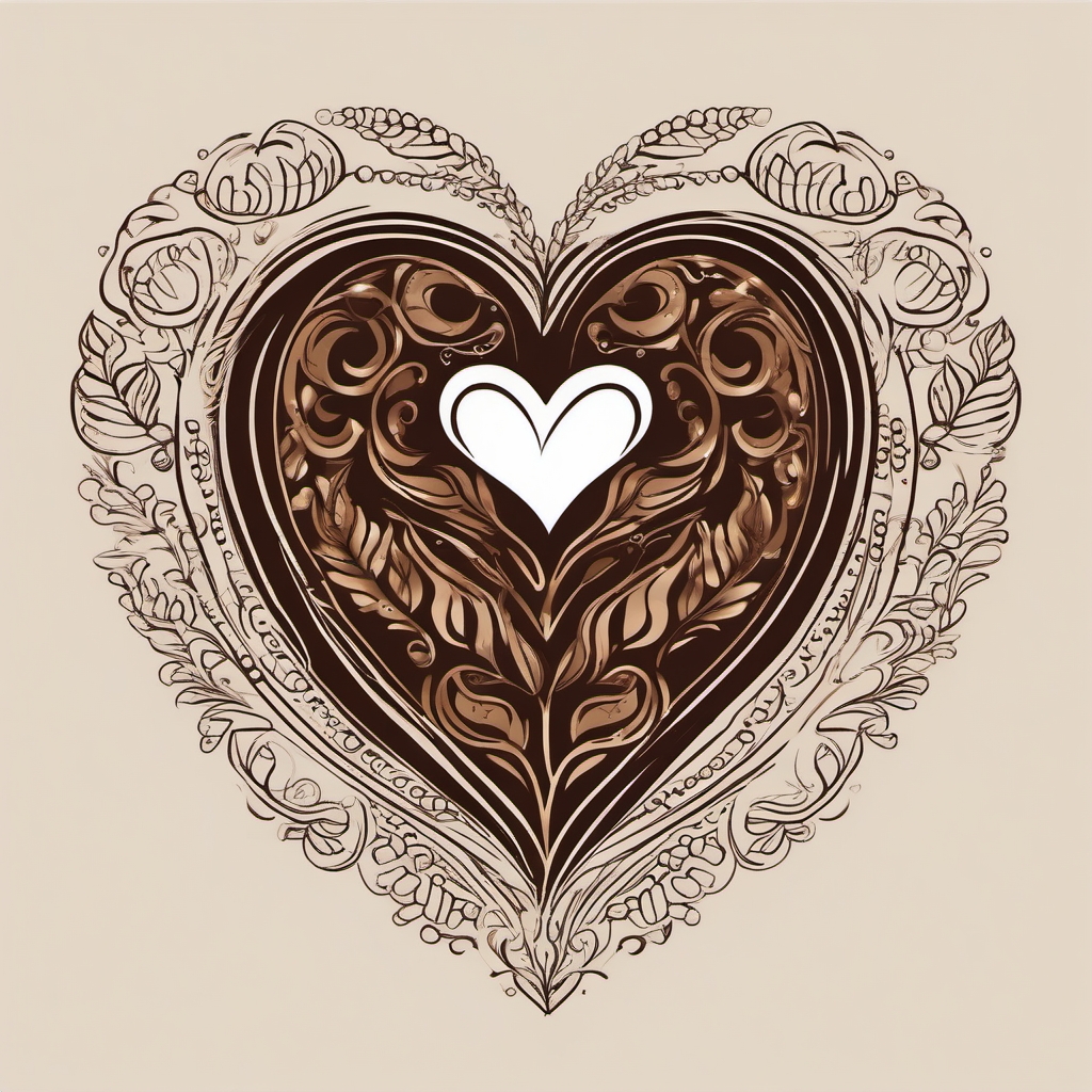 Coffee bean heart design: Love in the shape of a bean.  simple color tattoo style