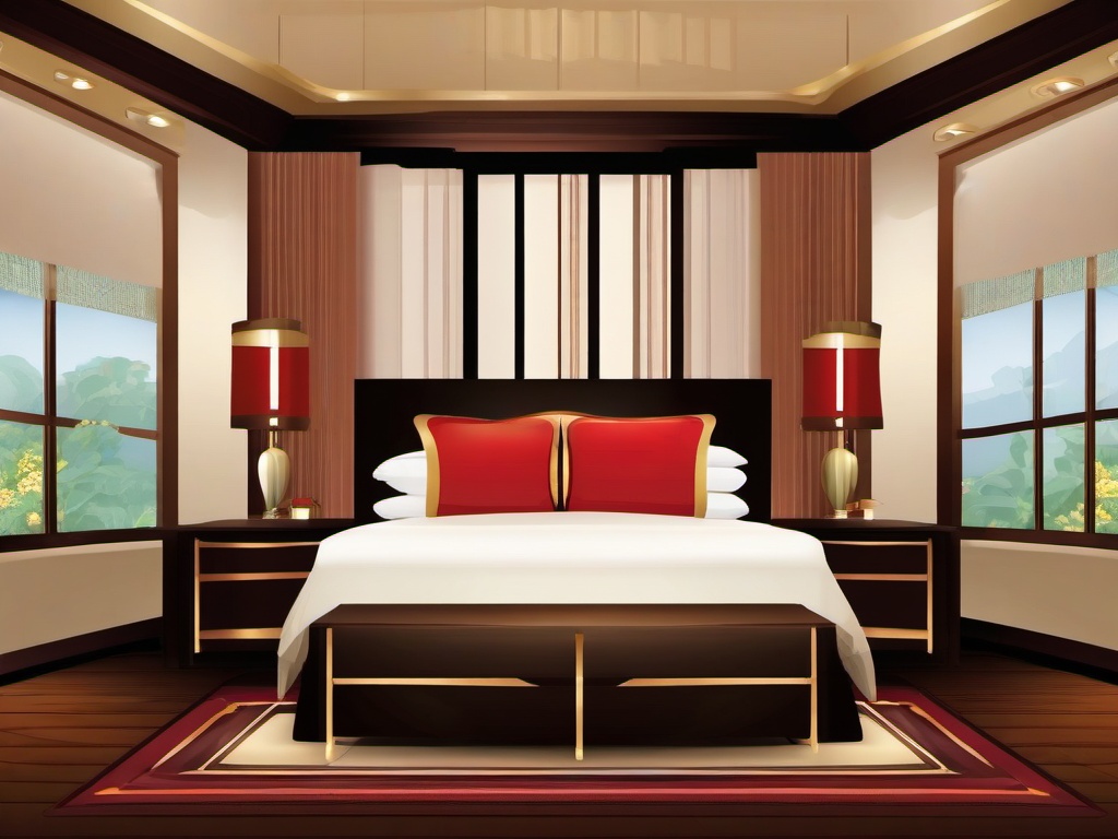 Bed clipart - bed in a luxurious spa room  