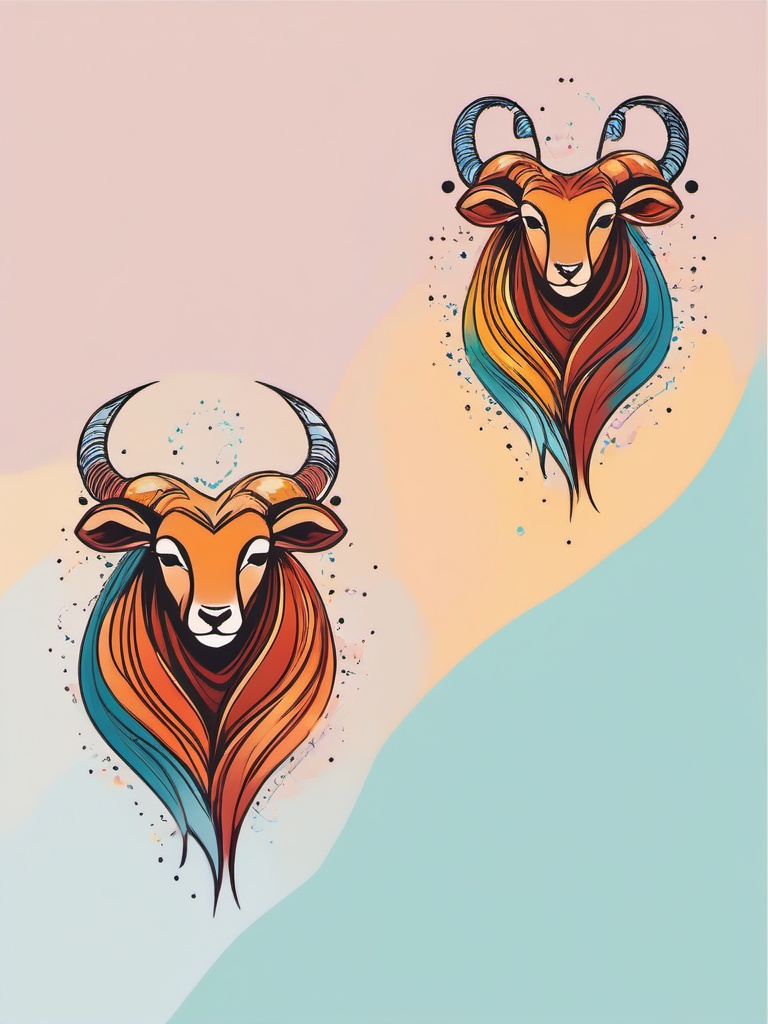 aries and leo constellation tattoo  simple vector color tattoo