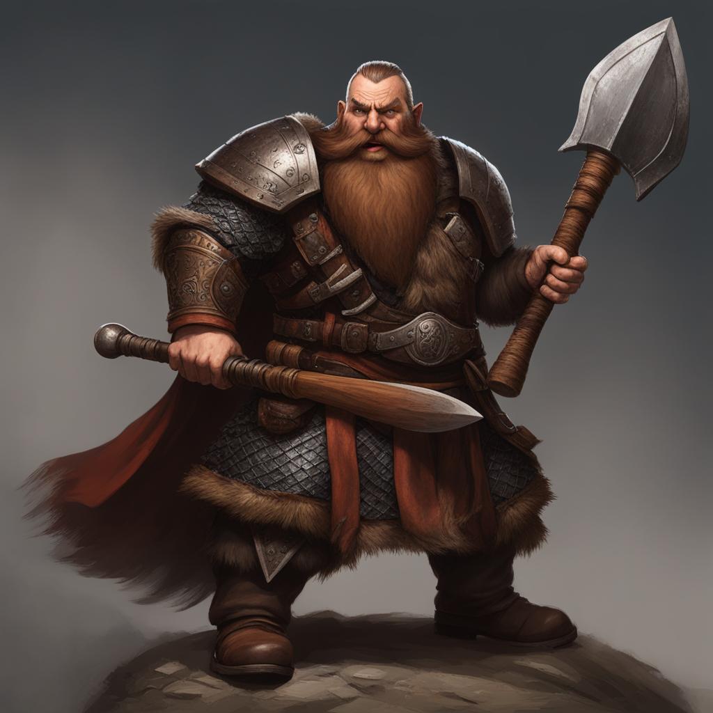 thibbledorf pwent the battle-hardened dwarf swings his axe in a berserker rage. 