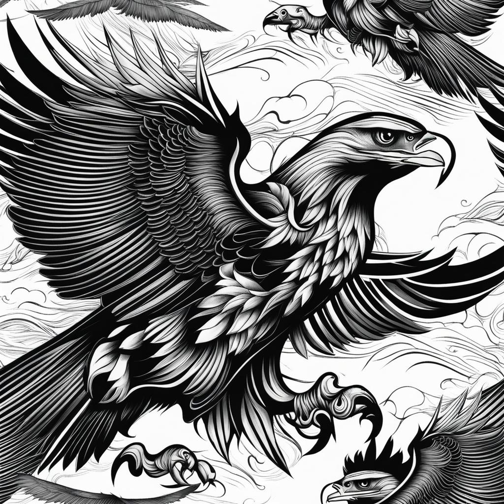 eagle tattoo black and white design 