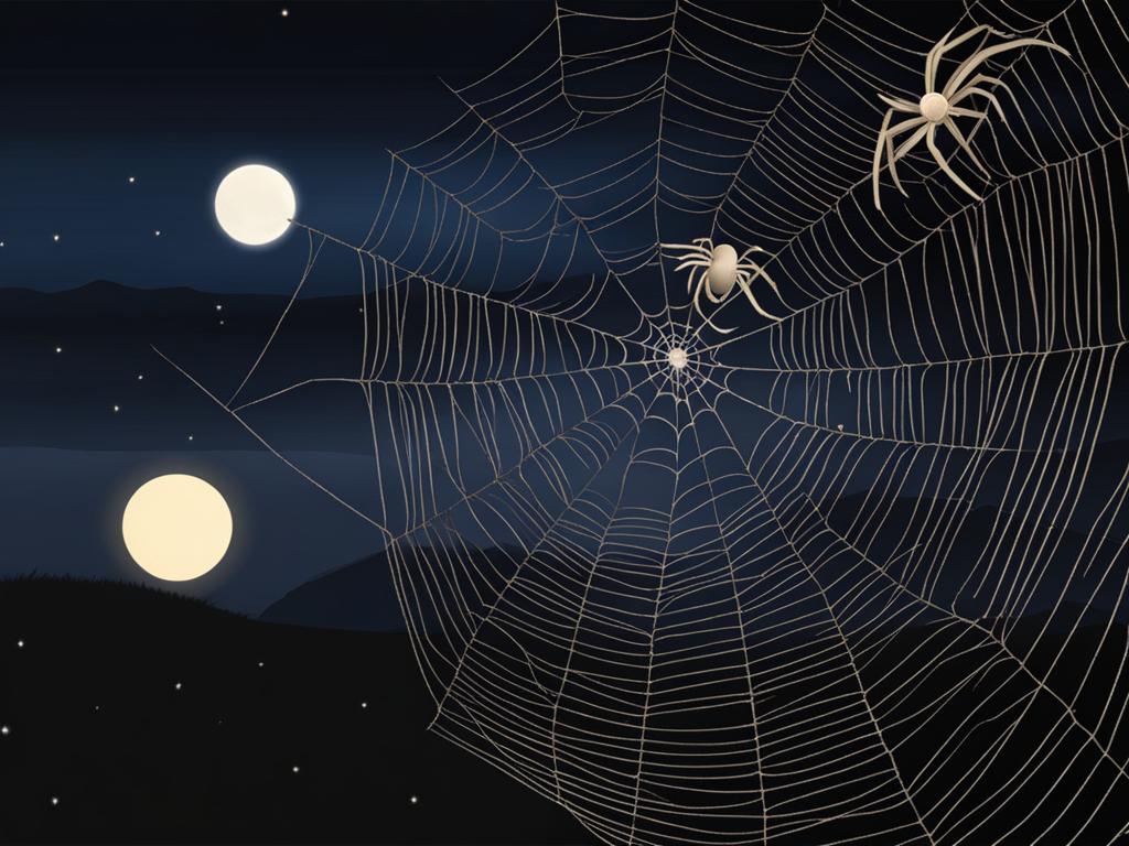 spider clipart: spinning a delicate web in the moonlight. 