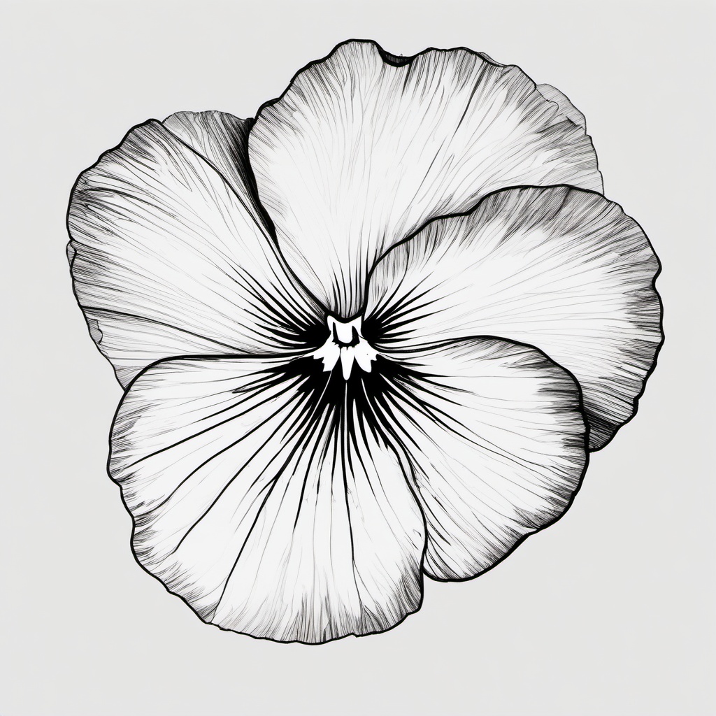 drawing of a pansy  minimal rough sketch scribbles,doodles,black and white