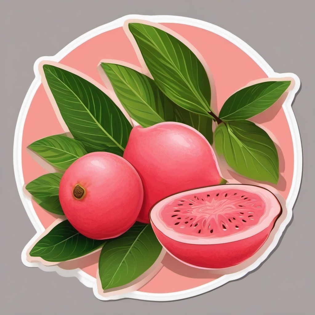 Guava Sticker - Tropical and fragrant, a guava-colored delight, , sticker vector art, minimalist design