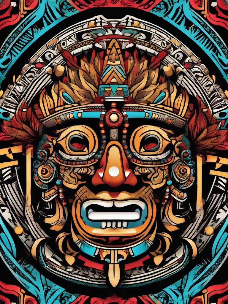 aztec head tattoos  simple vector color tattoo