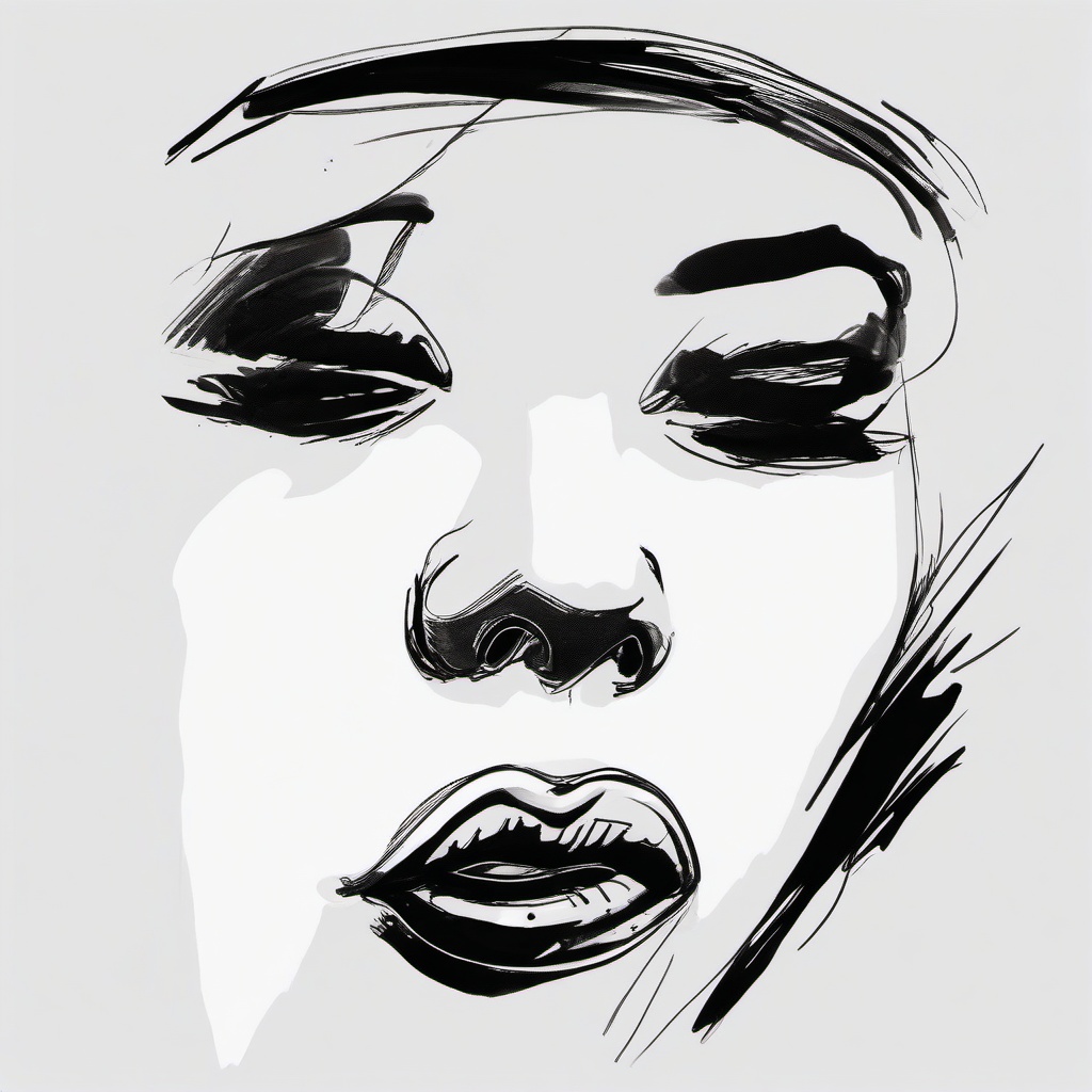 drawing of a mouth with a frown  minimal rough sketch scribbles,doodles,black and white