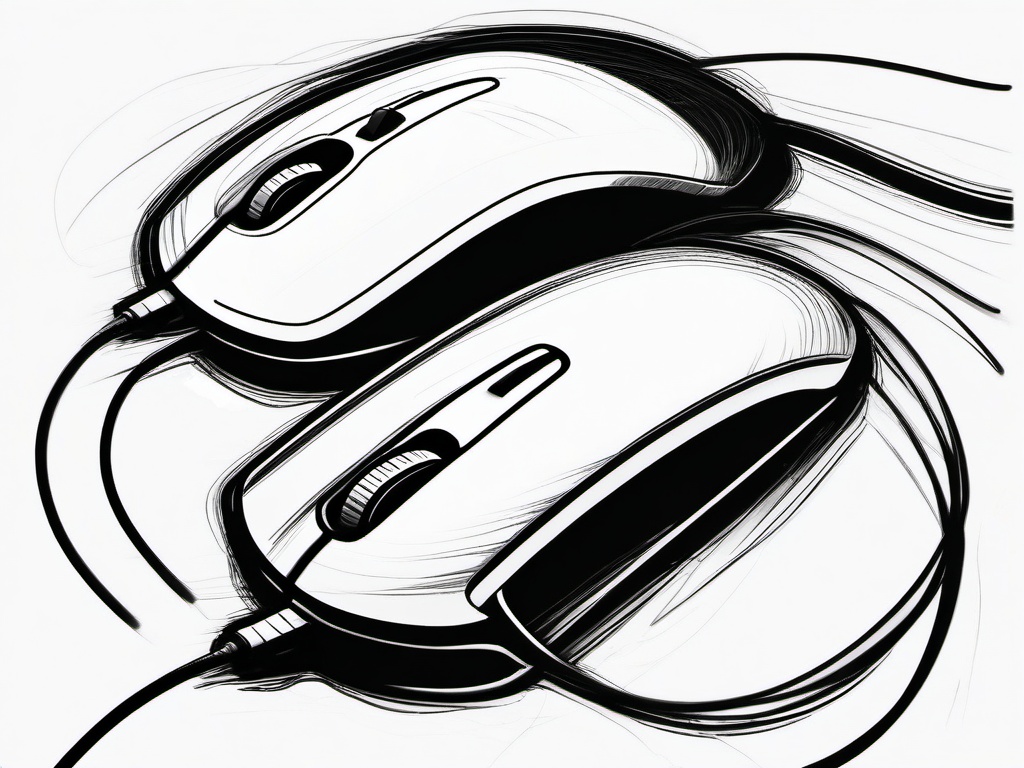 drawing of a computer mouse  minimal rough scribbles,doodles,black and white