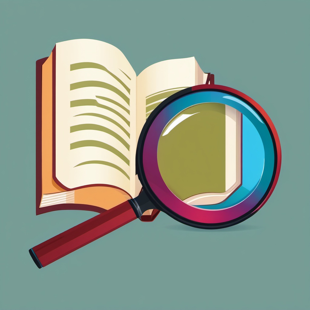 Book and magnifying glass icon - Book and magnifying glass icon for research and knowledge,  color clipart, vector art