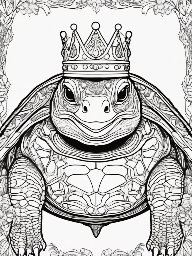 Turtle Coloring Pages - Turtle wearing a crown at a royal ceremony  simple coloring pages