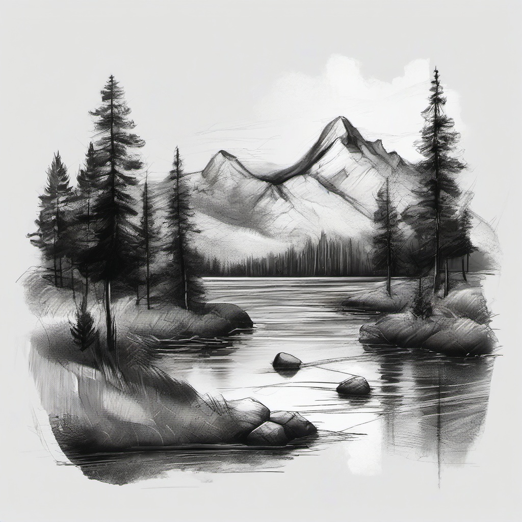 sketch of nature  minimal rough sketch scribbles,doodles,black and white