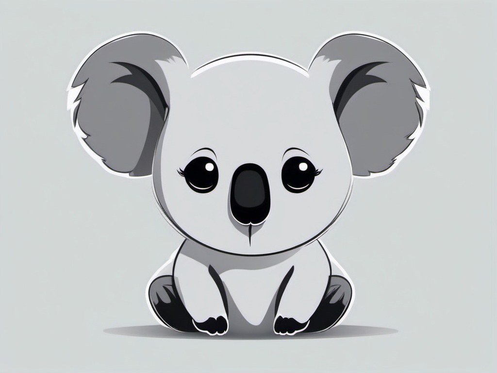 Koala cartoon  minimal, white background