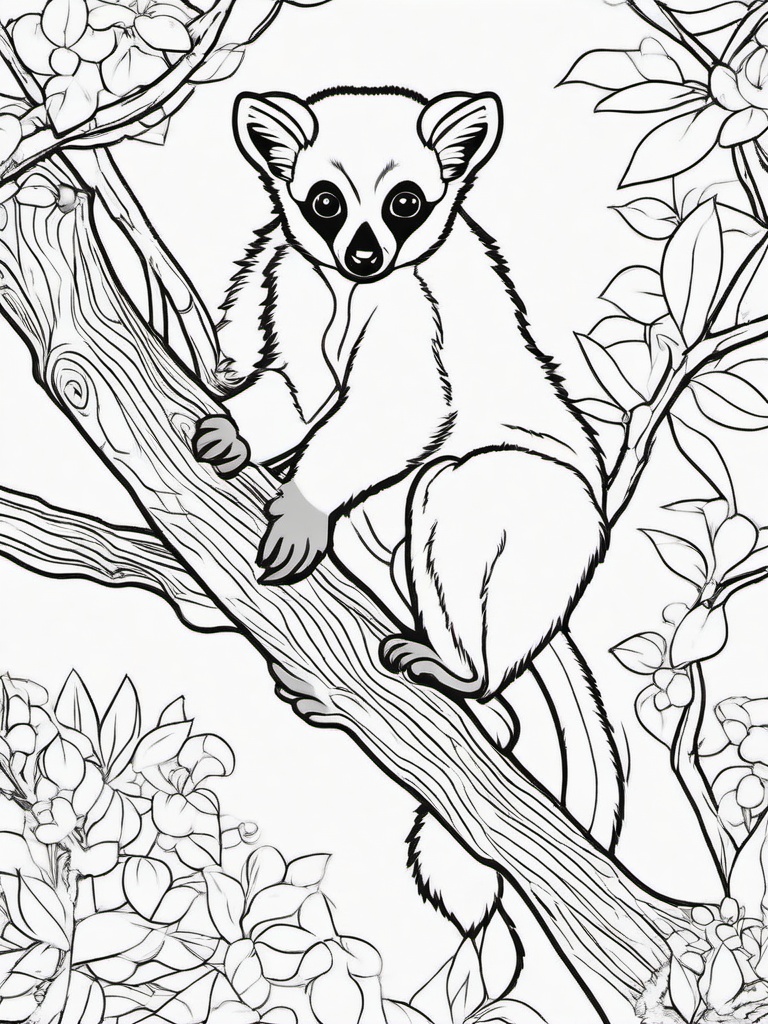 Aye-Aye Coloring Pages - Nocturnal Lemur with Long Fingers  black outline printable coloring page