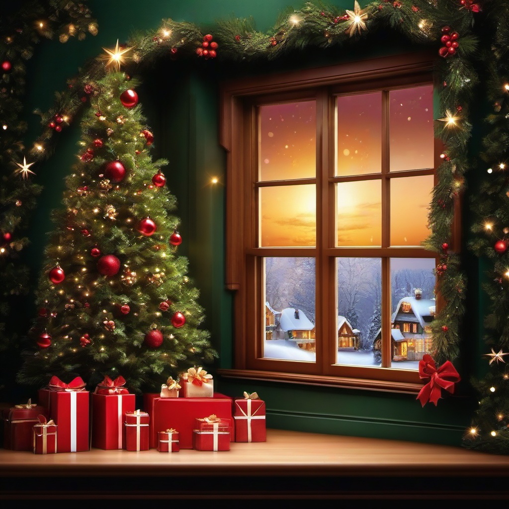 Christmas Background Wallpaper - christmas window scene backdrop  