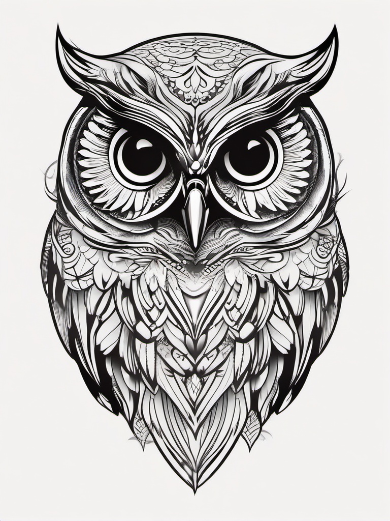 Owl Pics Tattoos - Explore a gallery of captivating owl-themed tattoo pictures.  simple color tattoo,vector style,white background