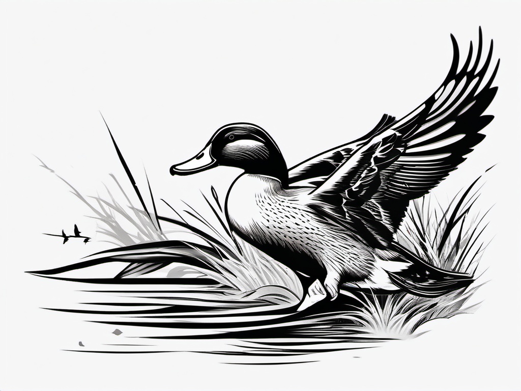 duck hunting tattoo designs  simple color tattoo,minimal,white background