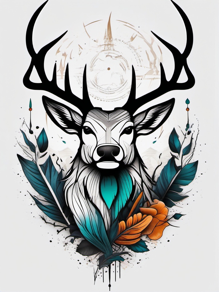 hunting tattoo ideas for guys  simple color tattoo,minimal,white background