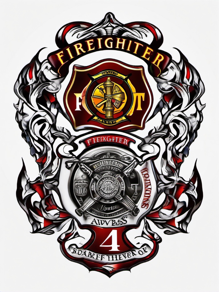 firefighter prayer tattoos  simple color tattoo,white background