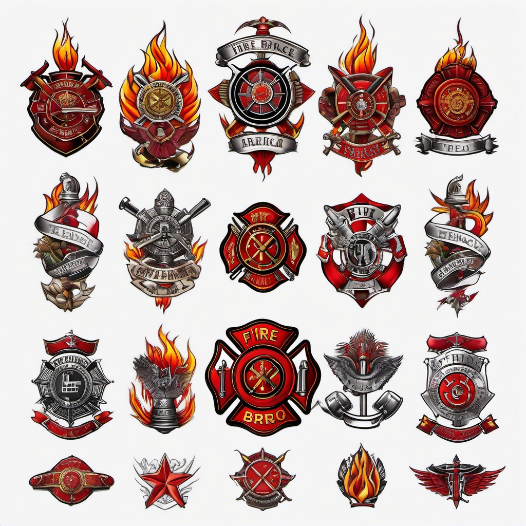 fire brigade tattoo  simple color tattoo,white background