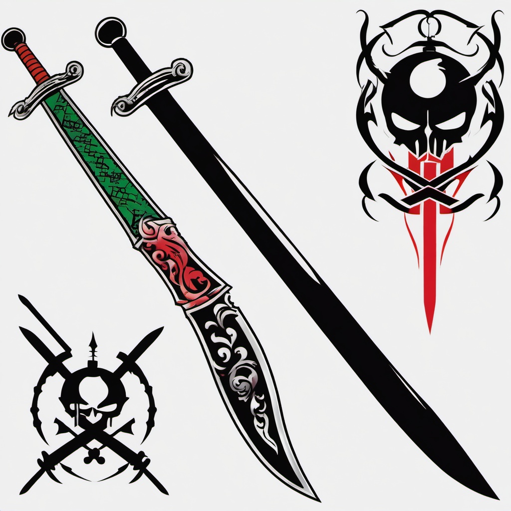 zoro 3 sword tattoo  simple vector color tattoo