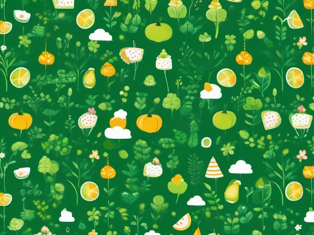 Green Cute Background - Lively green background with cute, playful elements.  background wallpaper