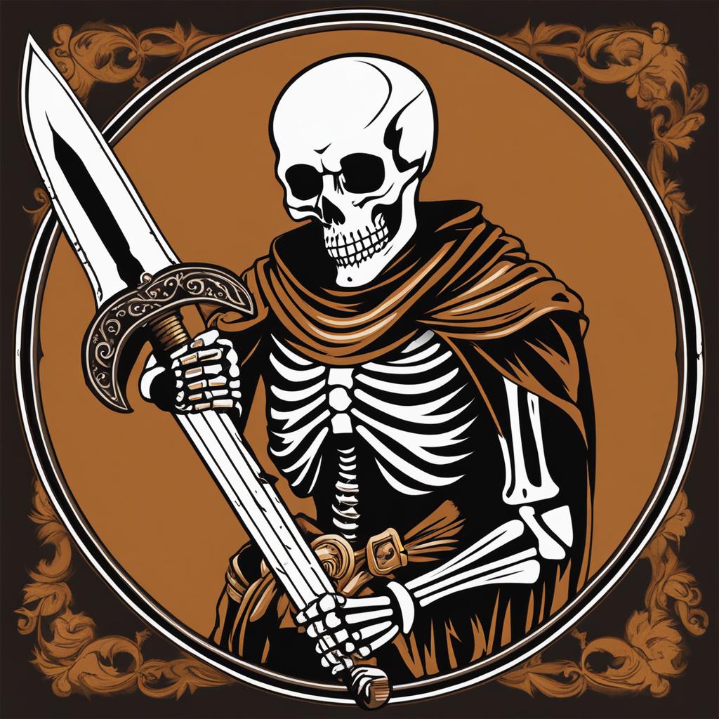 skeleton clipart - a skeletal warrior with a rusty sword. 