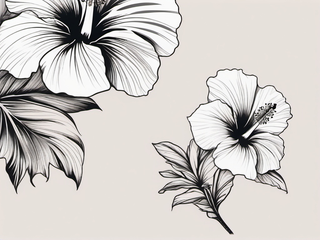 Hibiscus Tattoo Small - Opt for subtlety with a small hibiscus tattoo, featuring a delicate yet impactful representation of the tropical flower.  simple color tattoo, minimal, white background