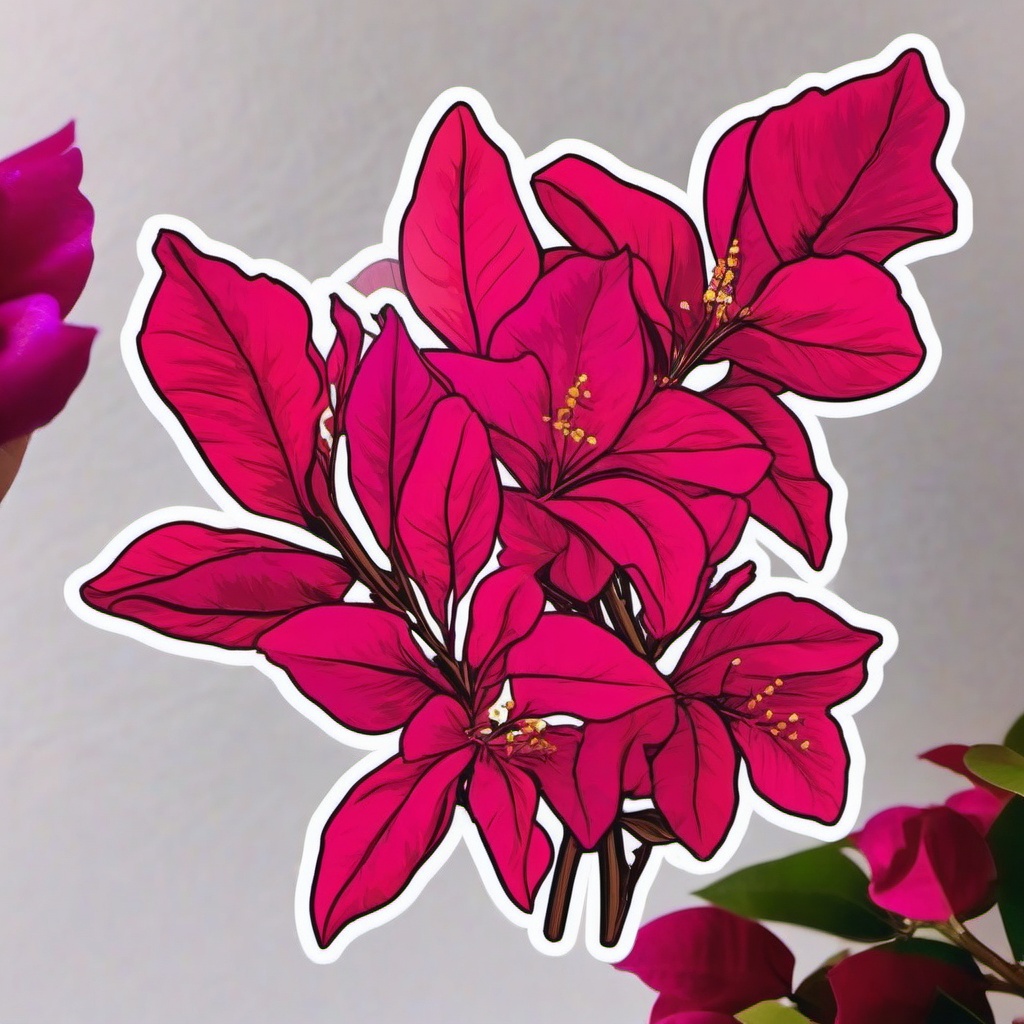 Bougainvillea Sticker - Experience the vibrant and tropical beauty of bougainvillea flowers with this sticker, , sticker vector art, minimalist design