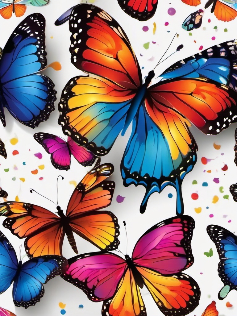 Butterfly Wallpaper - Colorful Butterflies on a Flower wallpaper splash art, vibrant colors, intricate patterns