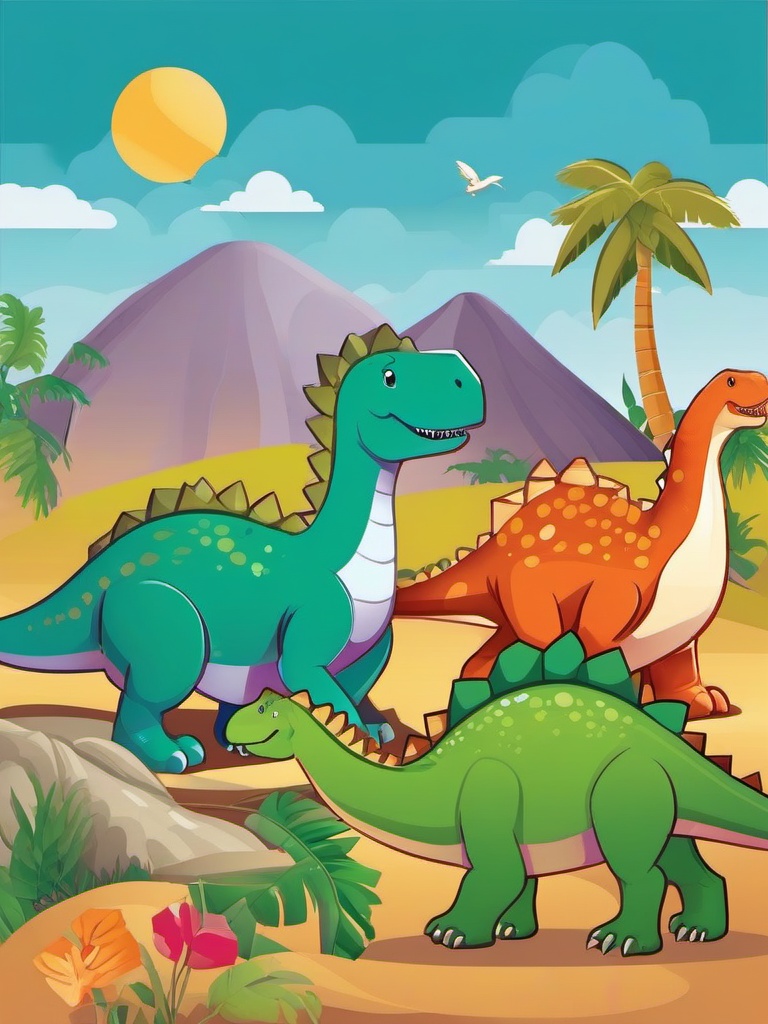 Dino clipart - dinosaur playing with other dinosaurs  