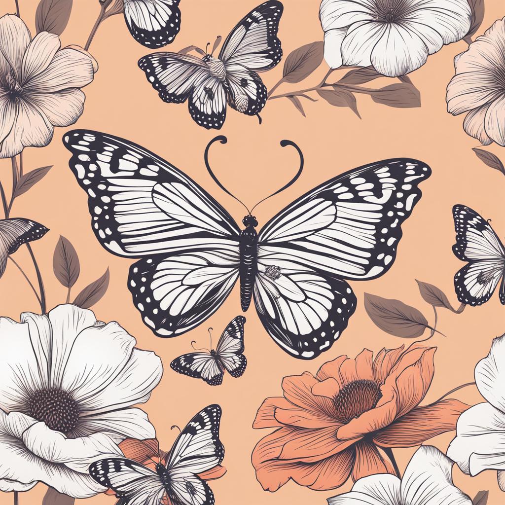 butterfly clipart - flitting from flower to flower. 