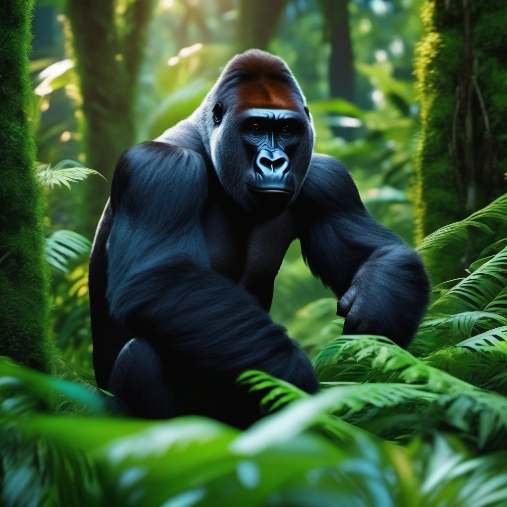 Cute Gorilla in a Lush Forest 8k, cinematic, vivid colors