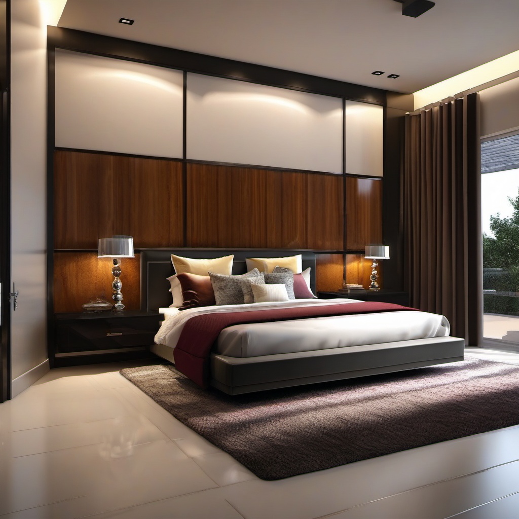 Elegant Modern Bedroom - Create an elegant and luxurious modern bedroom. , bedroom interior decor design ideas, multicoloured, photo realistic, hyper detail, high resolution,