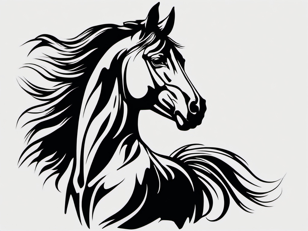 Black Stallion Horse Tattoo - Symbolize strength and power with a tattoo featuring a black stallion, emphasizing the majesty and dominance of this horse breed.  simple tattoo,minimalist,white background