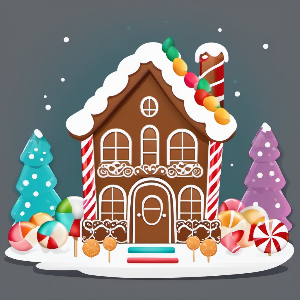 Gingerbread House clipart - decorated gingerbread house with candy  color,minimalist,vector clipart