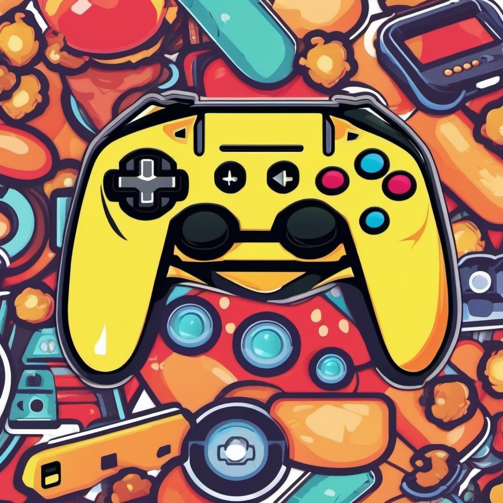 Video Gaming Controller Sticker - Digital adventure, ,vector color sticker art,minimal