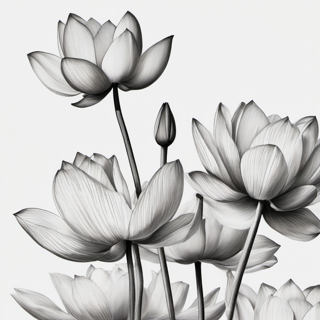 pencil drawing of lotus  minimal rough sketch scribbles,doodles,black and white