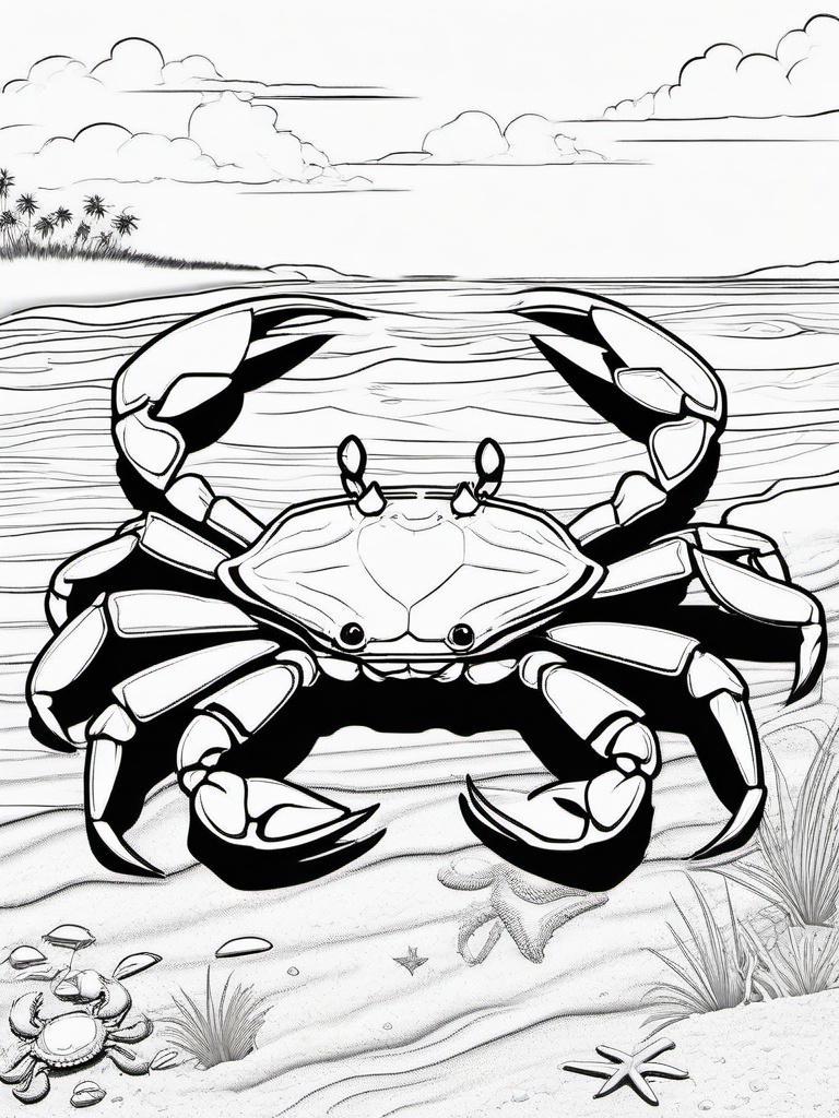 Crab Coloring Pages - Pinching Clawed Beach Dweller  black outline printable sheet, coloring page