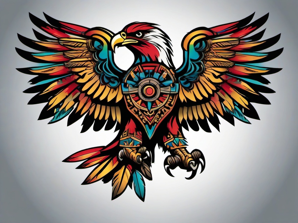 aztec eagle warrior tattoo  simple vector color tattoo