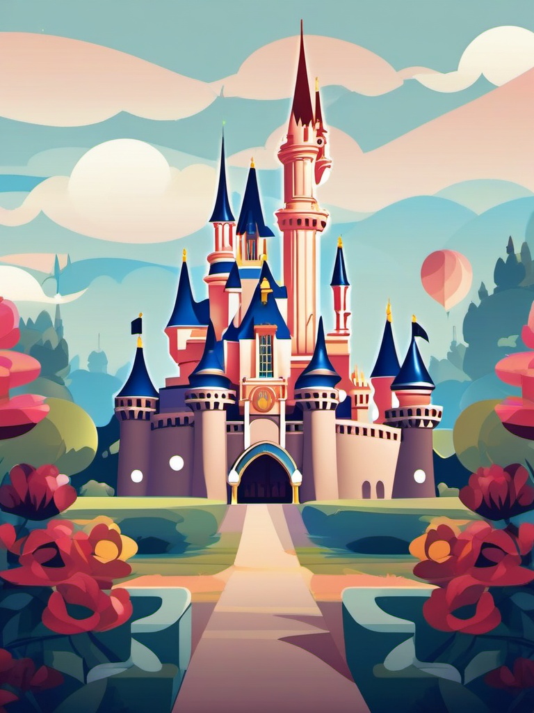 Disney Wallpapers - Iconic Magical Castle at the Enchanting Disneyland Park wallpaper, abstract art style, patterns, intricate