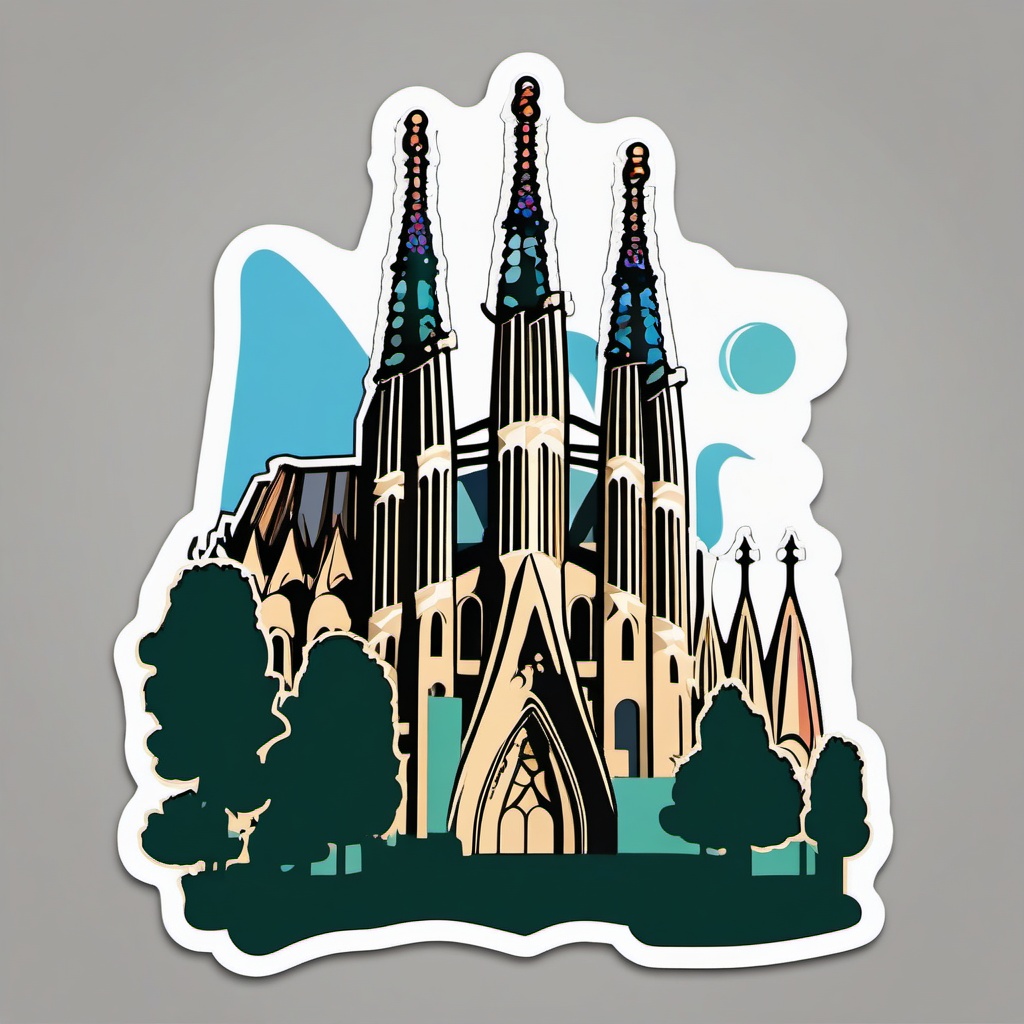 Barcelona Sagrada Familia sticker- Unfinished basilica designed by Antoni Gaudí, , sticker vector art, minimalist design