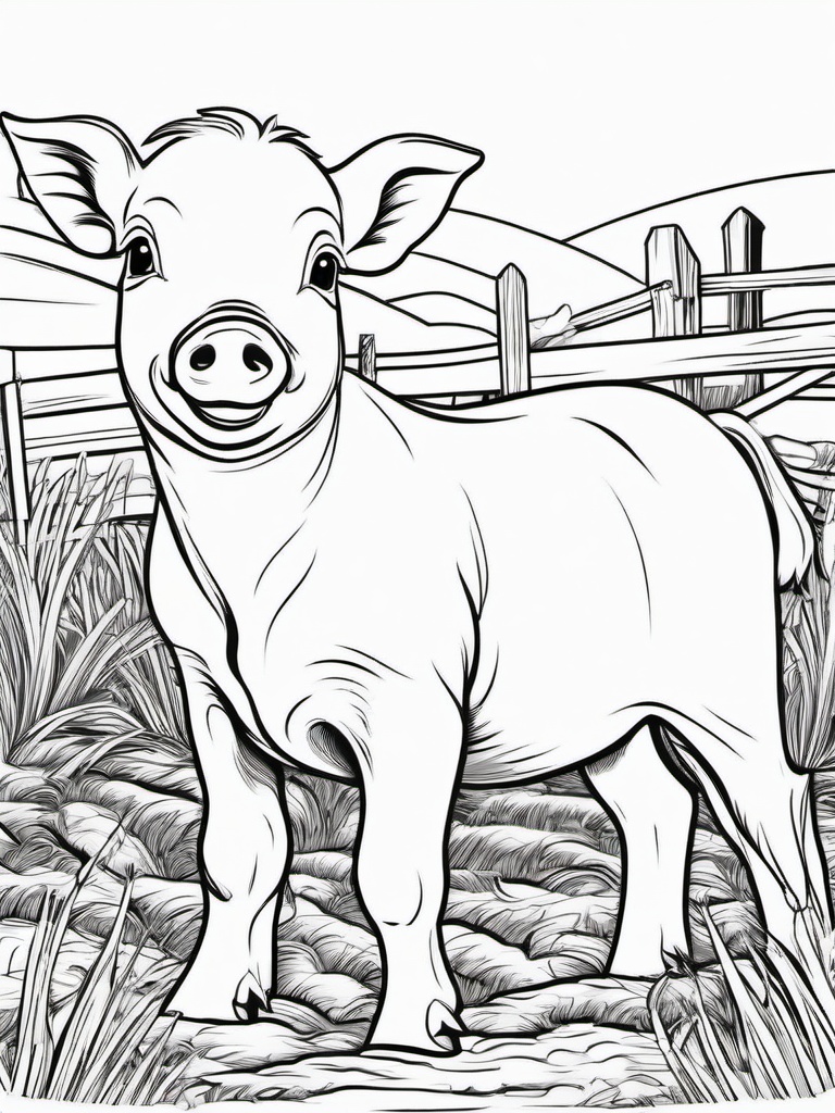 Farm Animal Coloring Pages - Baby piglets playing in the mud  simple coloring pages