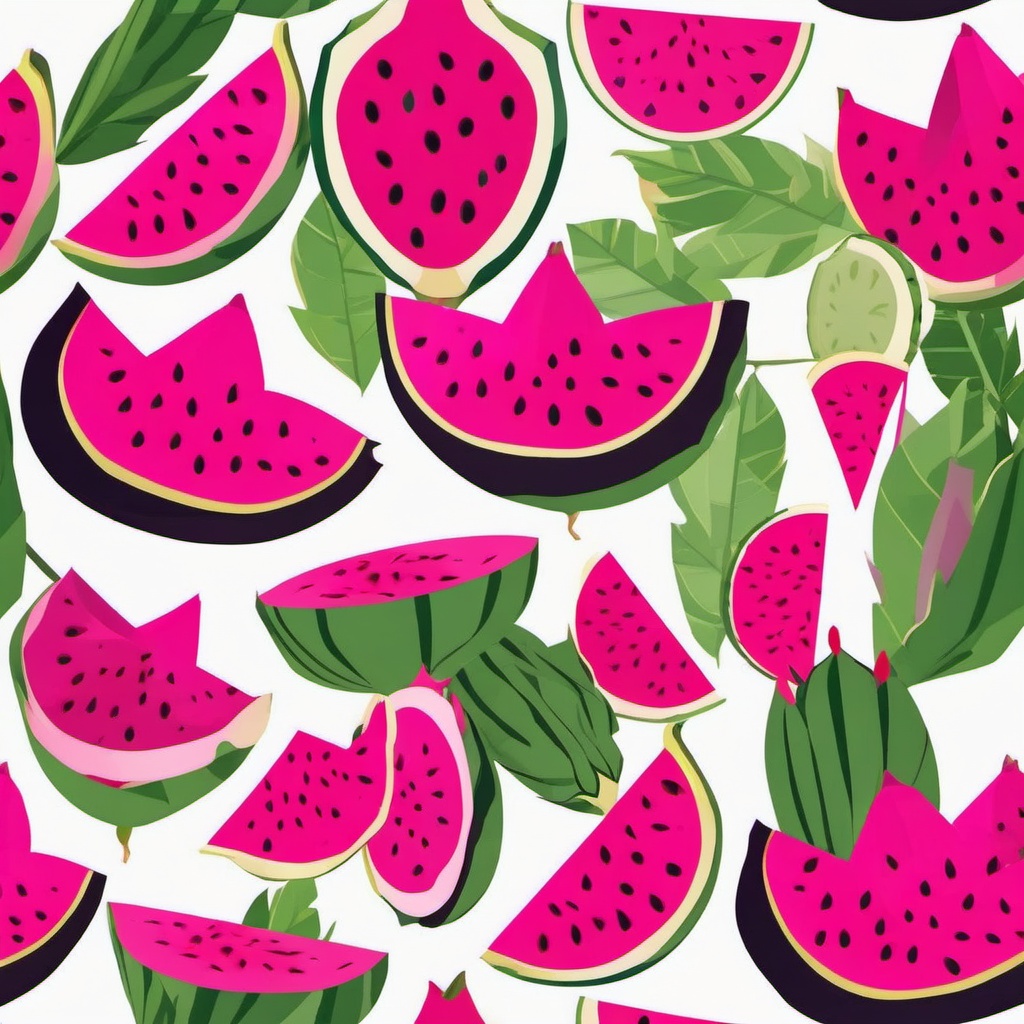 Dragon Fruit Slices Clipart - Slices of pink and exotic dragon fruit.  color vector clipart, minimal style