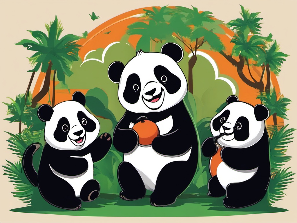 Laughing Pandas - Design a t-shirt with pandas cracking up at a stand-up comedy show in the jungle. ,t shirt vector design