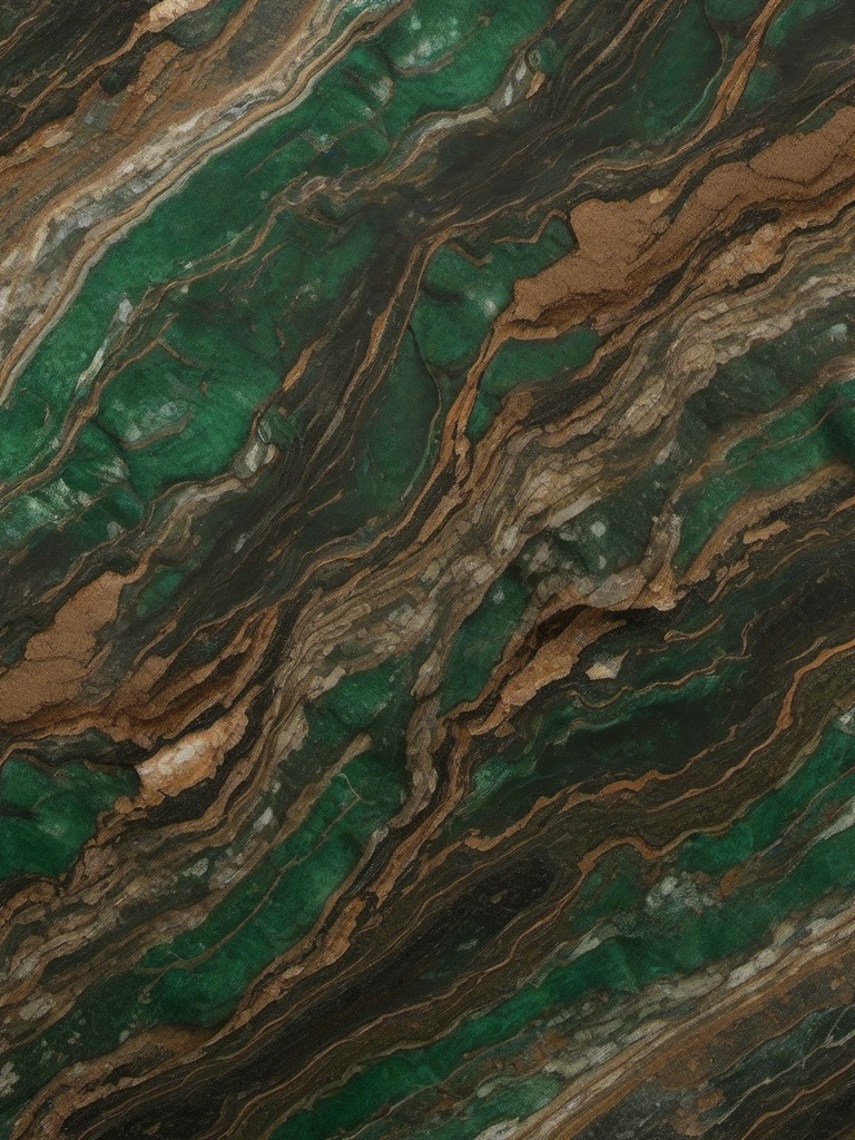 Granite displaying intricate patterns in shades of green and brown top view, product photoshoot realistic background, hyper detail, high resolution