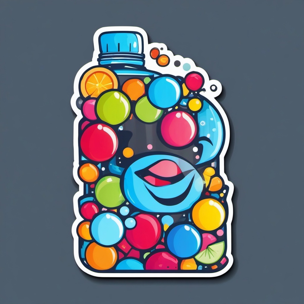 Happy Water Bottle sticker- Hydration Joy, , color sticker vector art