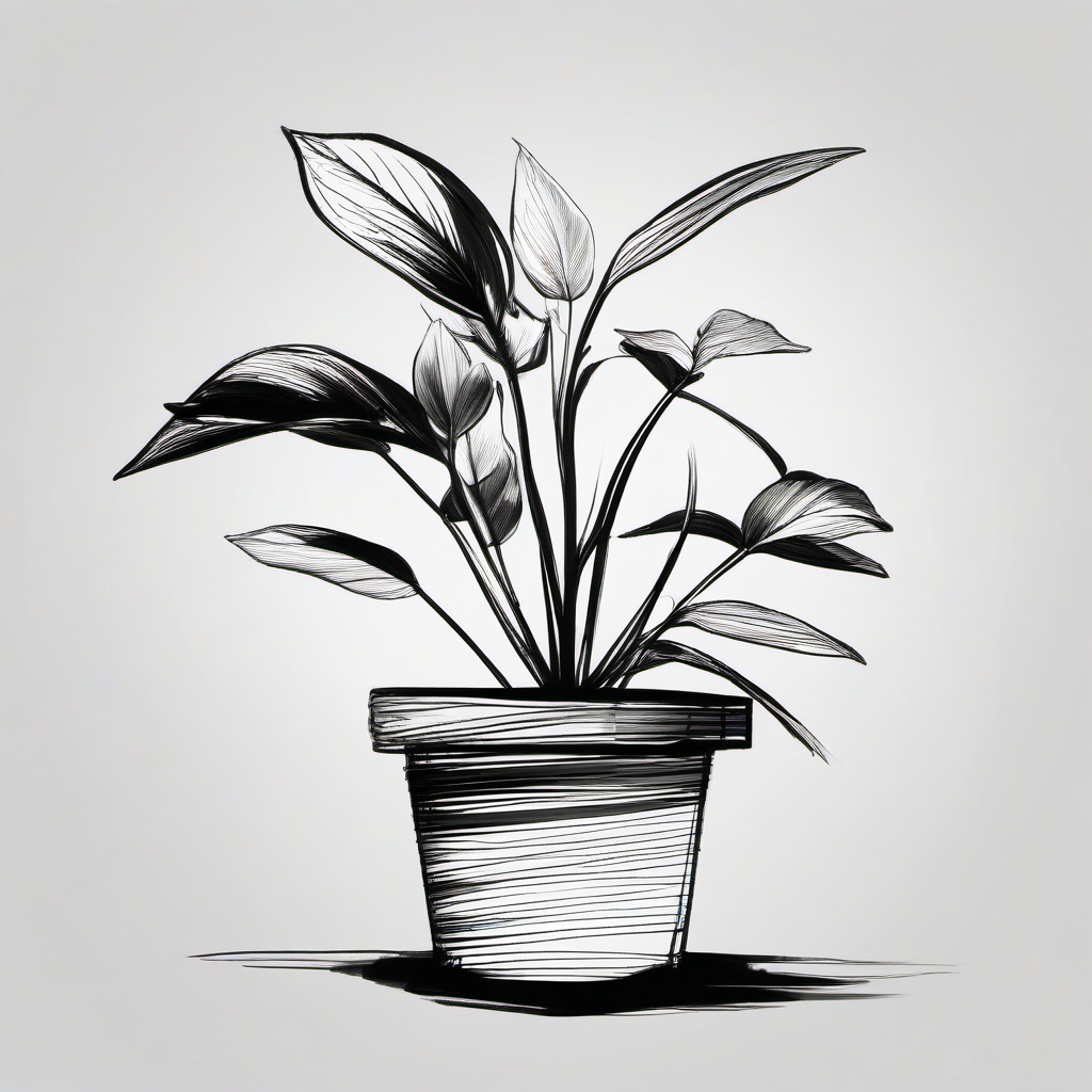 sketch of a plant  minimal rough sketch scribbles,doodles,black and white