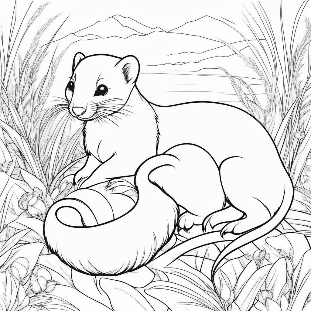 stoats cute animals coloring page 