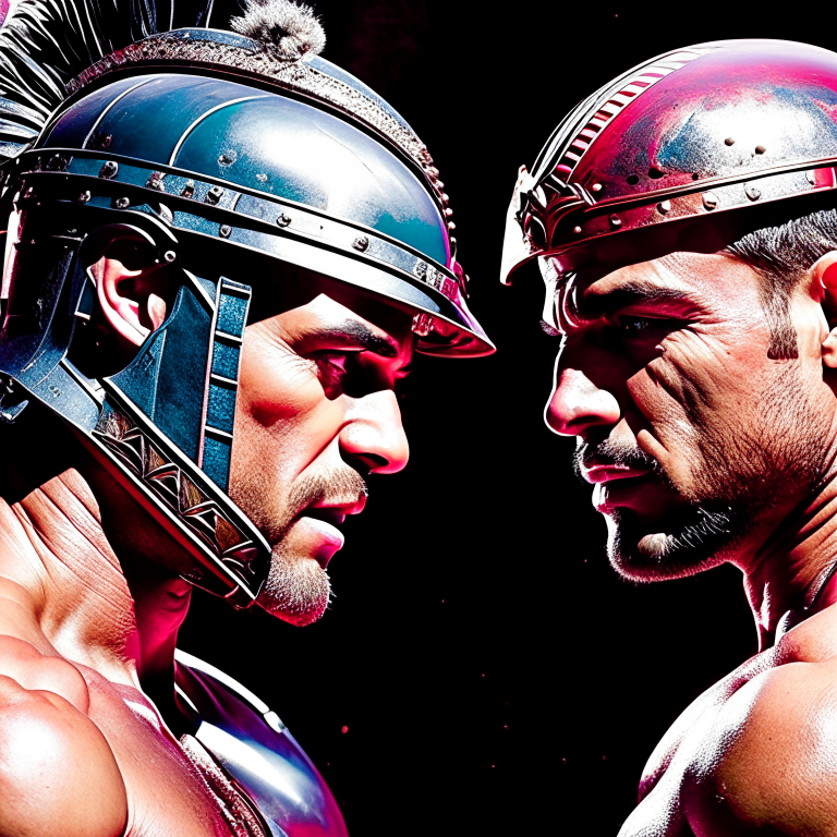 spartacus vs the gladiator champion - spartacus, a gladiator slave, challenges the undefeated champion in the grand colosseum of rome. 