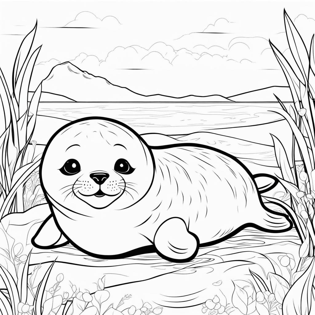 baby seals cute animals coloring page 