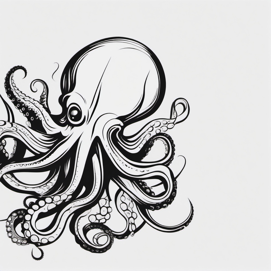 Black and White Octopus Tattoo - Keep it classic with a black and white octopus tattoo for a timeless appearance.  simple vector color tattoo,minimal,white background